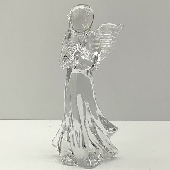 Christmas Nativity Clear Glass Angel Figurine Praying Hands Guardian 6.75 Tall - Picture 1 of 9